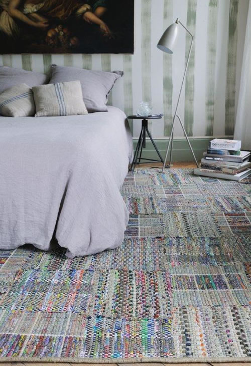 Porquerolles by Toulemonde Bochart, hand woven rug formed with cotton patches